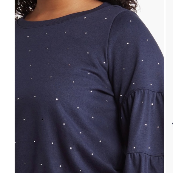 GREAT! Wit & Wisdom Rhinestone Embellished LONG Sleeve Sweatshirt NWOT 1X Plus - Picture 5 of 5